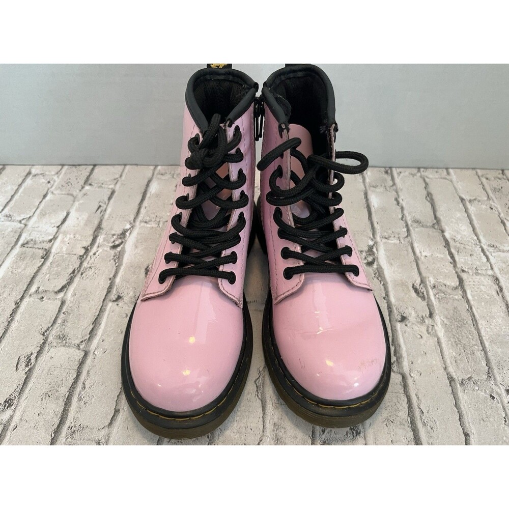 Dr. Martens Combat Boots Girls Kids US SZ 12 Pink Patent Leather Shoes Doc 1460J - Picture 5 of 13